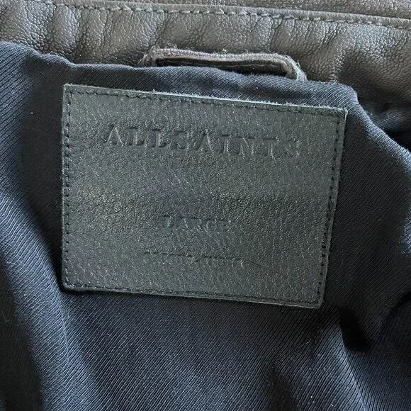 All Saints Varley Leather Jacket - Men's Size L - Dark Brown - Picture 8 of 14